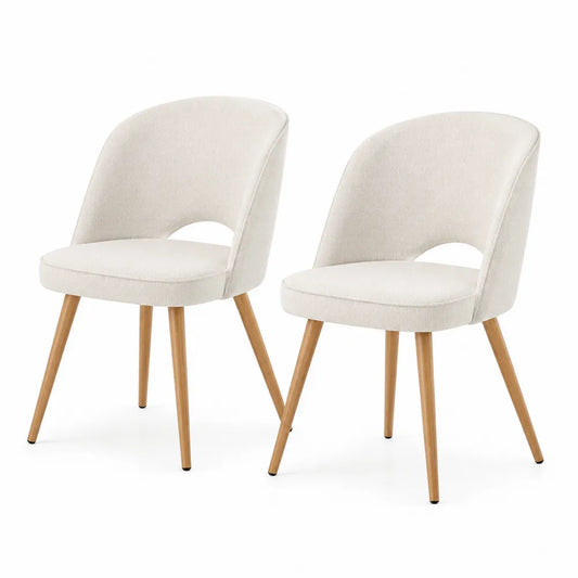 Esszimmerstühle Set 2 Stück Polsterstuhl Stoffbezug Beige Holzbeine ca 45 x 52 x 82 cm