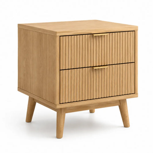 Nachttisch Kommode mit 2 Schubladen 50 cm x 40 cm x 55 cm Holzwerkstoff Eiche Natur rechteckig